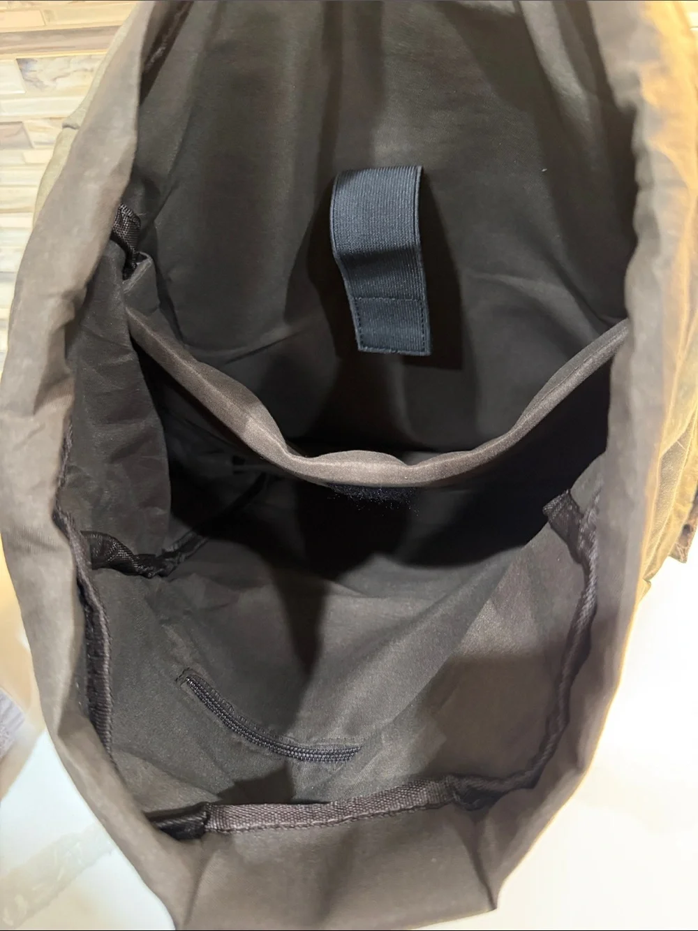 Topwolf Olive Canvas Backpack with Brown Leather Straps